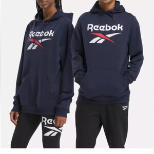 Reebok Identity Fleece Stacked Logo Pullover Hoodie in Vector Navy - Size XXL